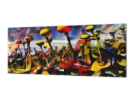 Wide format Wall panel with magnetic and non-magnetic metal sheet backing: The opium poppy - cubist style