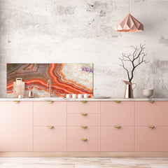 Wide format Wall panel with magnetic and non-magnetic metal sheet backing: Red agate mineral