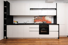 Wide format Wall panel with magnetic and non-magnetic metal sheet backing: Red agate mineral