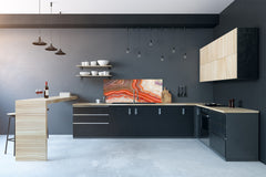 Wide format Wall panel with magnetic and non-magnetic metal sheet backing: Red agate mineral