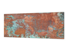 Wide format Wall panel with magnetic and non-magnetic metal sheet backing: Copper with green oxidation