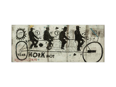 Wide format Wall panel with magnetic and non-magnetic metal sheet backing: Sports bike in graffiti style