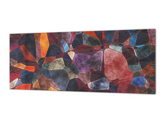 Spritzschutz aus gehärtetem, bedrucktem Glas – Breitformatiger Spritzschutz aus stahlbeschichtetem Glas: Architektonisches Mosaik