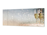 Toughened printed glass backsplash - Wide format steel coated wall glass backsplash: New Years Eve celebration