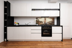 Toughened printed glass backsplash - Wideformat steel coated wall glass splashback: White archangel descended from heaven