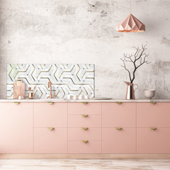 Toughened printed glass backsplash - Wideformat steel coated wall glass splashback: 3D wall panels with gold deco