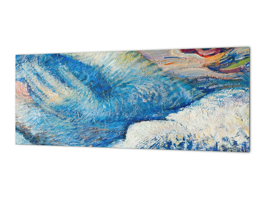 Toughened printed glass backsplash - Wideformat steel coated wall glass splashback: Fragments of Abstraction