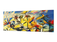 Toughened printed glass backsplash - Wideformat steel coated wall glass splashback: The flowers of the field