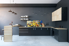 Toughened printed glass backsplash - Wideformat steel coated wall glass splashback: The flowers of the field