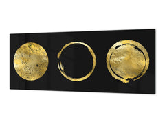 Toughened printed glass backsplash - Wideformat steel coated wall glass splashback: Golden vector frames 1