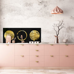 Toughened printed glass backsplash - Wideformat steel coated wall glass splashback: Golden vector frames 1