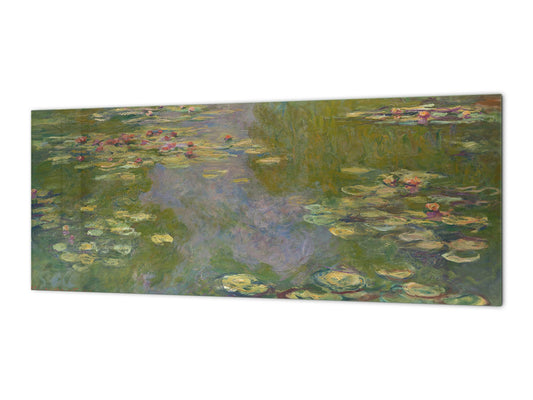 Toughened printed glass backsplash - Wideformat steel coated wall glass splashback: Water lilies by Claude Monet 1919