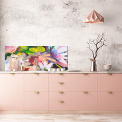 Tempered Glass magnetic and non magnetic splash-back in wide-format: Impressionist flower painting