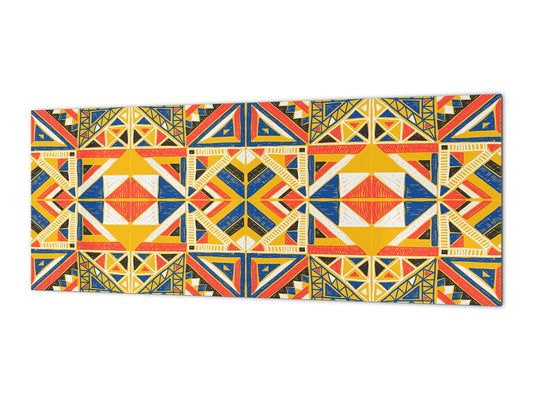 Tempered Glass magnetic and non magnetic splash-back in wide-format: African design texture