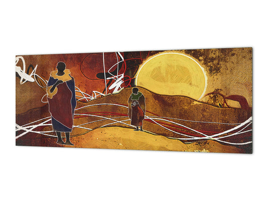 Tempered Glass magnetic and non magnetic splash-back in wide-format: African ethnic vintage