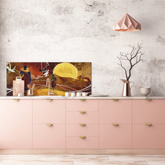 Tempered Glass magnetic and non magnetic splash-back in wide-format: African ethnic vintage