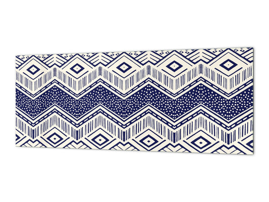 Tempered Glass magnetic and non magnetic splash-back in wide-format: Geometric folklore ornament
