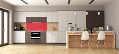 Glass kitchen panel with and w/o stainless steel back-coating: Red