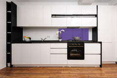 Glass kitchen panel with and w/o stainless steel back-coating: Purple