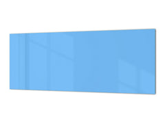 Glass backsplash w/ and w/o metal sheet backing with magnetic properties: Pastel Blue