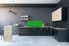 Contemporary glass kitchen panel - Wide format wall backsplash: Bright Green