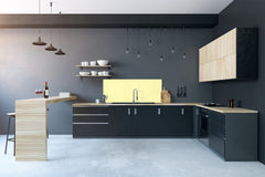 Contemporary glass kitchen panel - Wide format wall backsplash: Creamy