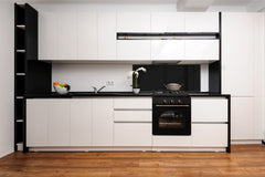 Contemporary glass kitchen panel - Wide format wall backsplash: Black