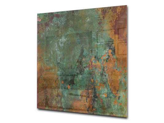Toughened glass backsplash – Art glass design printed glass splashback NBS04 Rusted textures Series: Old copper oxidation
