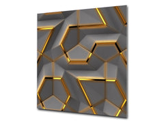 Unique Glass kitchen panel – Tempered Glass backsplash – Art design Glass Upstand NBS09 Colourful Variety Series: Glossy geometric modules