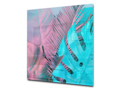 Stunning printed Glass backsplash – Tempered glass kitchen wall panel NBS07 Vintage leaves and patterns Series: Gradient jungle