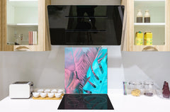 Stunning printed Glass backsplash – Tempered glass kitchen wall panel NBS07 Vintage leaves and patterns Series: Gradient jungle