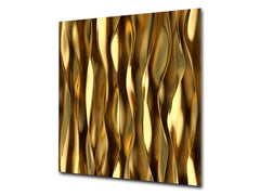 Stylish Tempered glass backsplash – Glass kitchen splashback – Glass upstand NBS08 Golden Waves Series: Liquid gold 1
