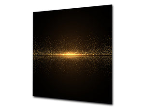 Stylish Tempered glass backsplash – Glass kitchen splashback – Glass upstand NBS08 Golden Waves Series: Sparkling golden dust