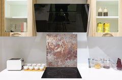 Toughened glass backsplash – Art glass design printed glass splashback NBS04 Rusted textures Series: Rusted metal