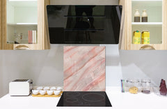 Unique Glass kitchen panel – Tempered Glass backsplash – Art design Glass Upstand NBS02 Marbles 2 Series: Carrara pink marble