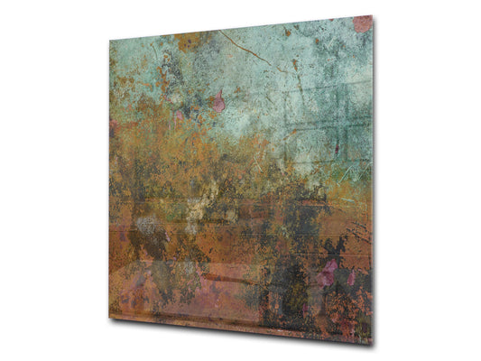Toughened glass backsplash – Art glass design printed glass splashback NBS04 Rusted textures Series: Colorfoul tarnished copper