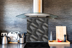 Glass kitchen backsplash – Tempered Glass splashback – Photo backsplash NBS10 Decorative Surfaces Series: Black waves