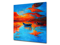 Printed Tempered glass wall art – Glass kitchen backsplash NBS12 Paintings Series: Canvas colourful cat