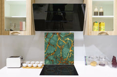 Stylish Tempered glass backsplash – Glass kitchen splashback – Glass upstand NBS01 Marbles 1 Series: Swirls of marble