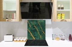 Stylish Tempered glass backsplash – Glass kitchen splashback – Glass upstand NBS01 Marbles 1 Series: Green marble with golden veins 2