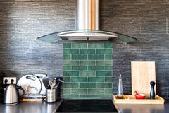 Printed Tempered glass wall art – Glass kitchen backsplash NBS05 Textures and tiles 1 Series: Green vintage ceramic tiles 2