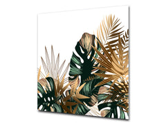 Toughened glass backsplash – Art glass design printed glass splashback NBS11 Tropical Leaves Series: Tropical pattern