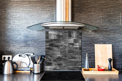 Printed Tempered glass wall art – Glass kitchen backsplash NBS05 Textures and tiles 1 Series: Dark grey marble tiles