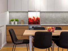 Stylish Tempered glass backsplash – Glass kitchen splashback – Glass upstand NBS01 Marbles 1 Series: Red marble leaves