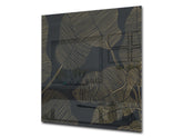 Stunning printed Glass backsplash – Tempered glass kitchen wall panel NBS07 Vintage leaves and patterns Series: Botanical modern art