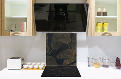 Stunning printed Glass backsplash – Tempered glass kitchen wall panel NBS07 Vintage leaves and patterns Series: Botanical modern art