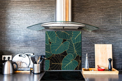 Toughened glass backsplash – Art glass design printed glass splashback NBS11 Tropical Leaves Series: Art deco wallpaper 1
