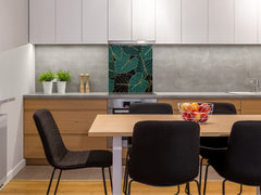 Toughened glass backsplash – Art glass design printed glass splashback NBS11 Tropical Leaves Series: Art deco wallpaper 1