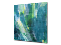 Stunning printed Glass backsplash – Tempered glass kitchen wall panel NBS07 Vintage leaves and patterns Series: Colourful paint brushes