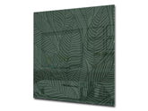 Stunning printed Glass backsplash – Tempered glass kitchen wall panel NBS07 Vintage leaves and patterns Series: Abstract banana leaves
